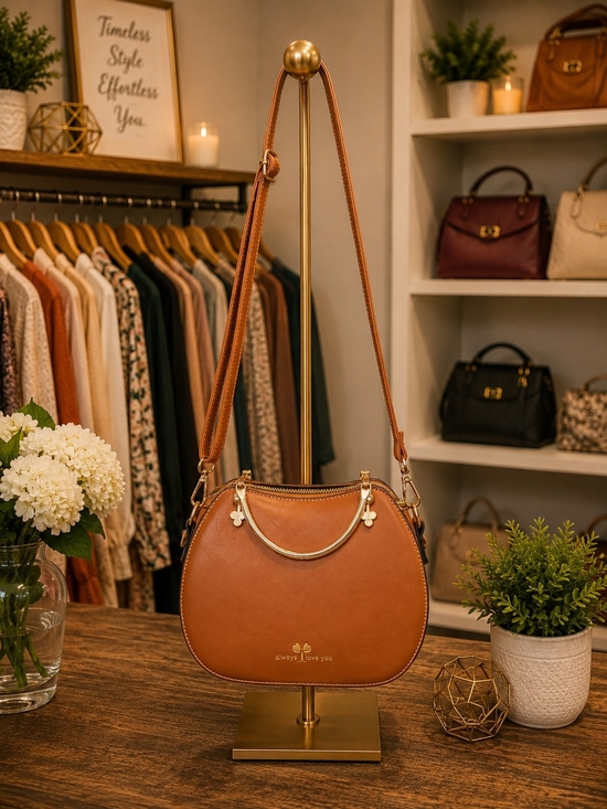 Handbags - Always Love You Cognac Faux Leather Crossbody Satchel | 9" x 7" x 3.5"